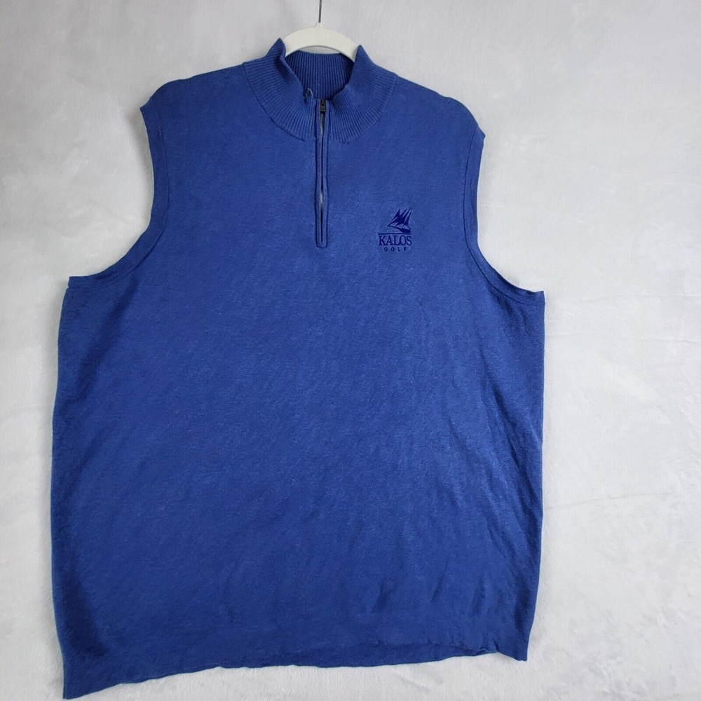 Peter Millar Kalos Golf Pullover‎ Vest XL Sleeveless 1/4 Zip Golfing Casual Blue